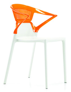 Keris orange with white pp chair