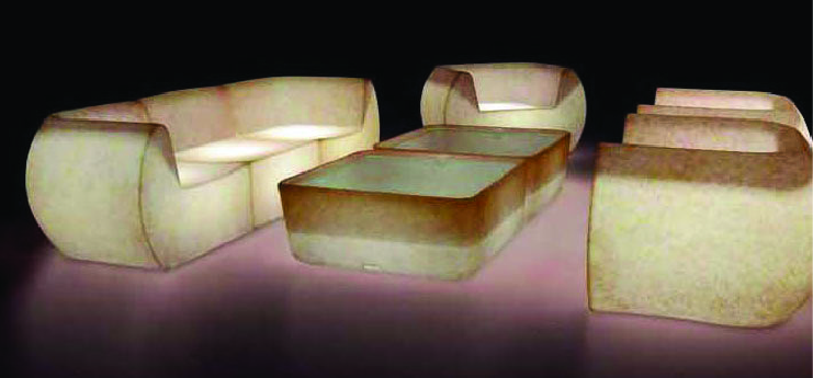 Coral Island LED coffee table and Sofa