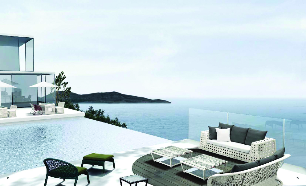 Tide of Weave outdoor coffee table and outdoor sofa